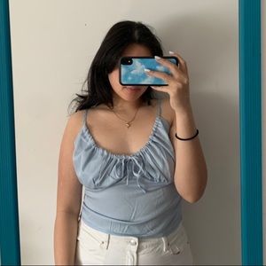 Shein blue milkmaid tank